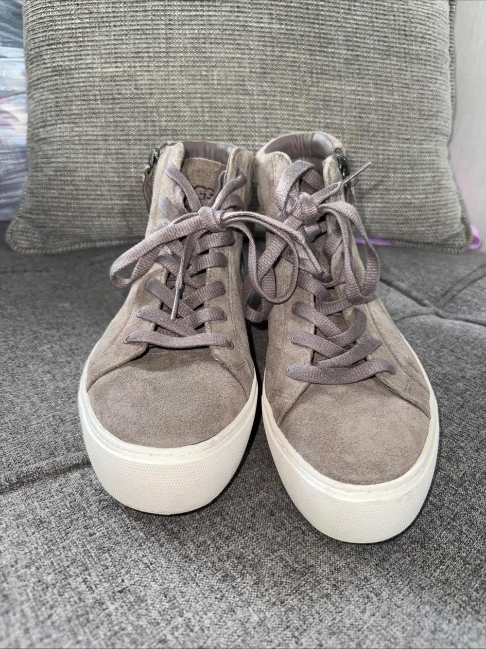UGG Olli Women's Suede High Top Sneakers Shoe Lace Zip Mole Gray, Size 8.5